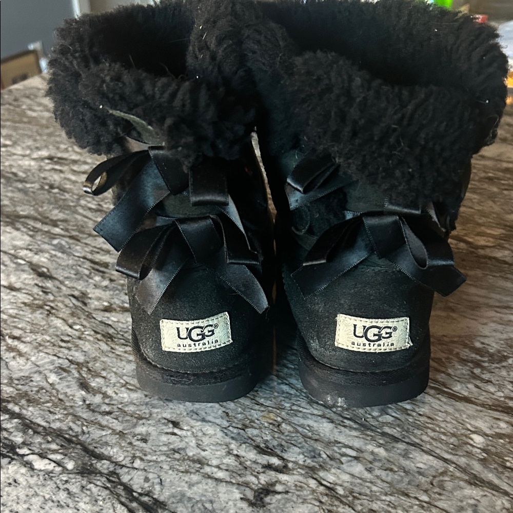 UGG Black Boots with Satin Bows
